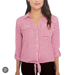 Jones New York Gingham Button-Up ShirtSize XL
